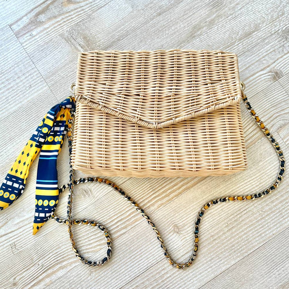 Zara Handbags - ZARA Rattan Woven Chain Strap Basket Shoulder‎ Bag